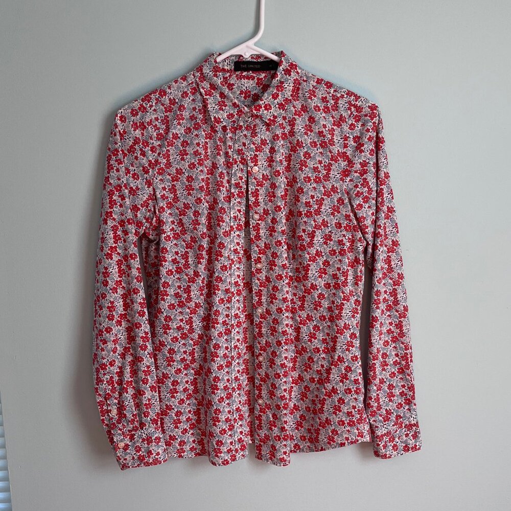 *LAST CHANCE* Blue Red floral Limited Blouse 100% cotton